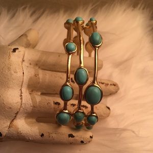Gold & Turquoise Bangles - 3